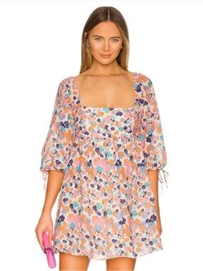 Amanda Uprichard Darling Dress Pink Teal Orange Floral large L